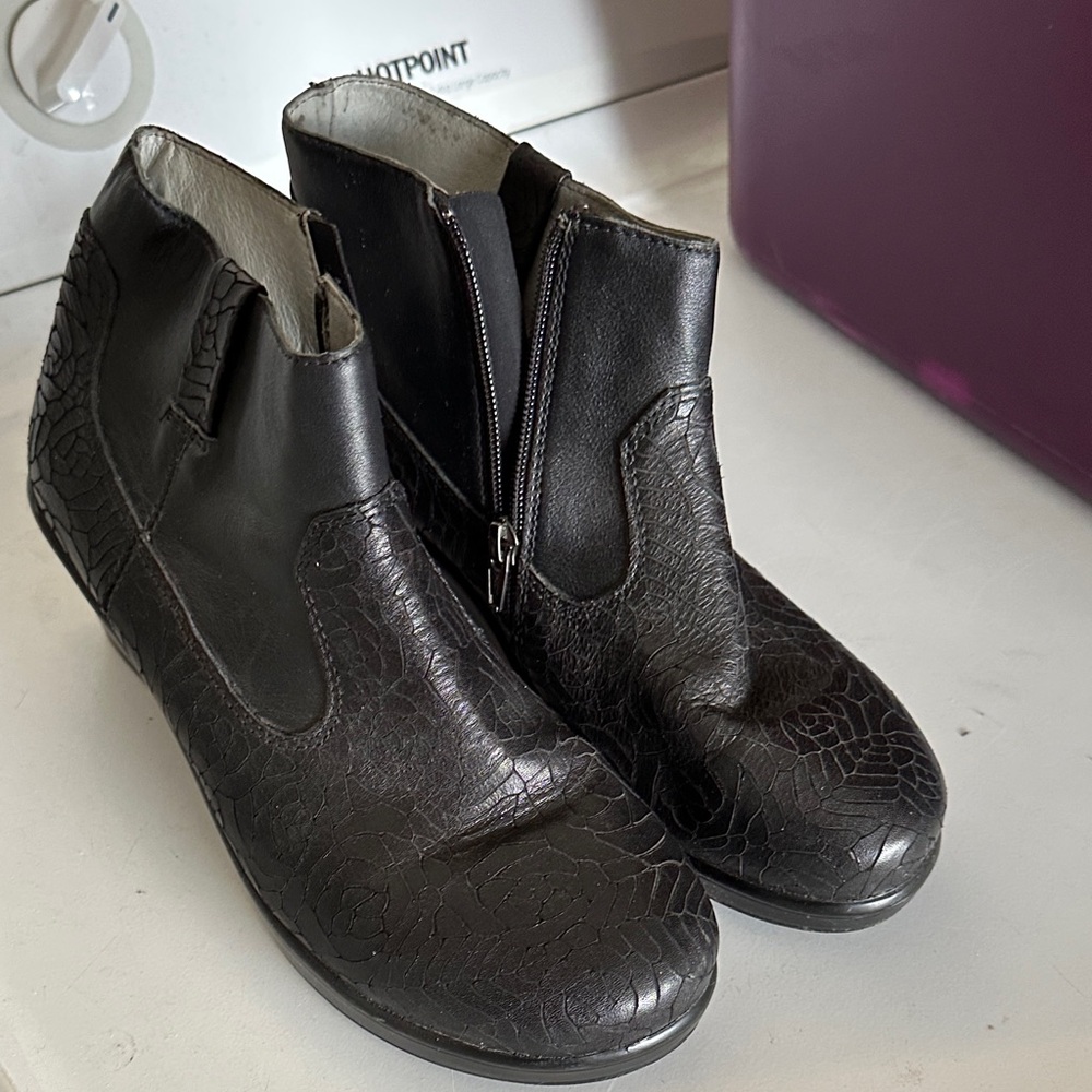 Alegria Black and White Ankle Boots